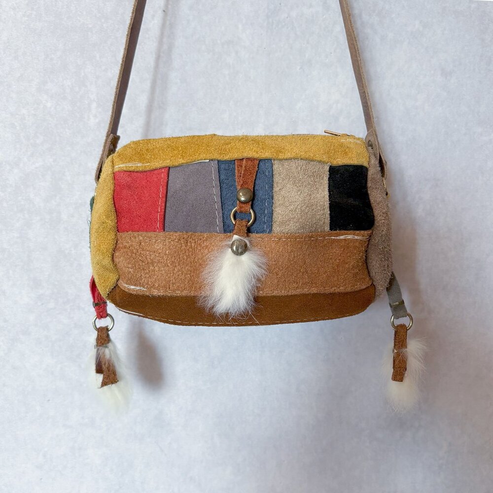 Native American Suege Leather Patchwork Purse Fur… - image 5